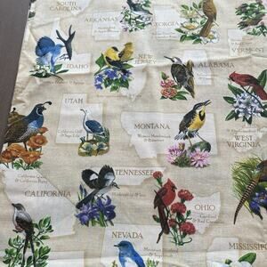 Cranston US Postal Service State Bird & Flower 44" x 76" Cotton Fabric NOS